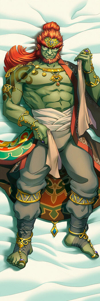 A dakimakura featuring Ganondorf from Tears of the Kingdom